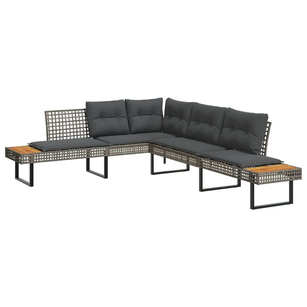 Maison Exclusive - Gartensofa In L-form Mit Kissen Grau Poly Ratt