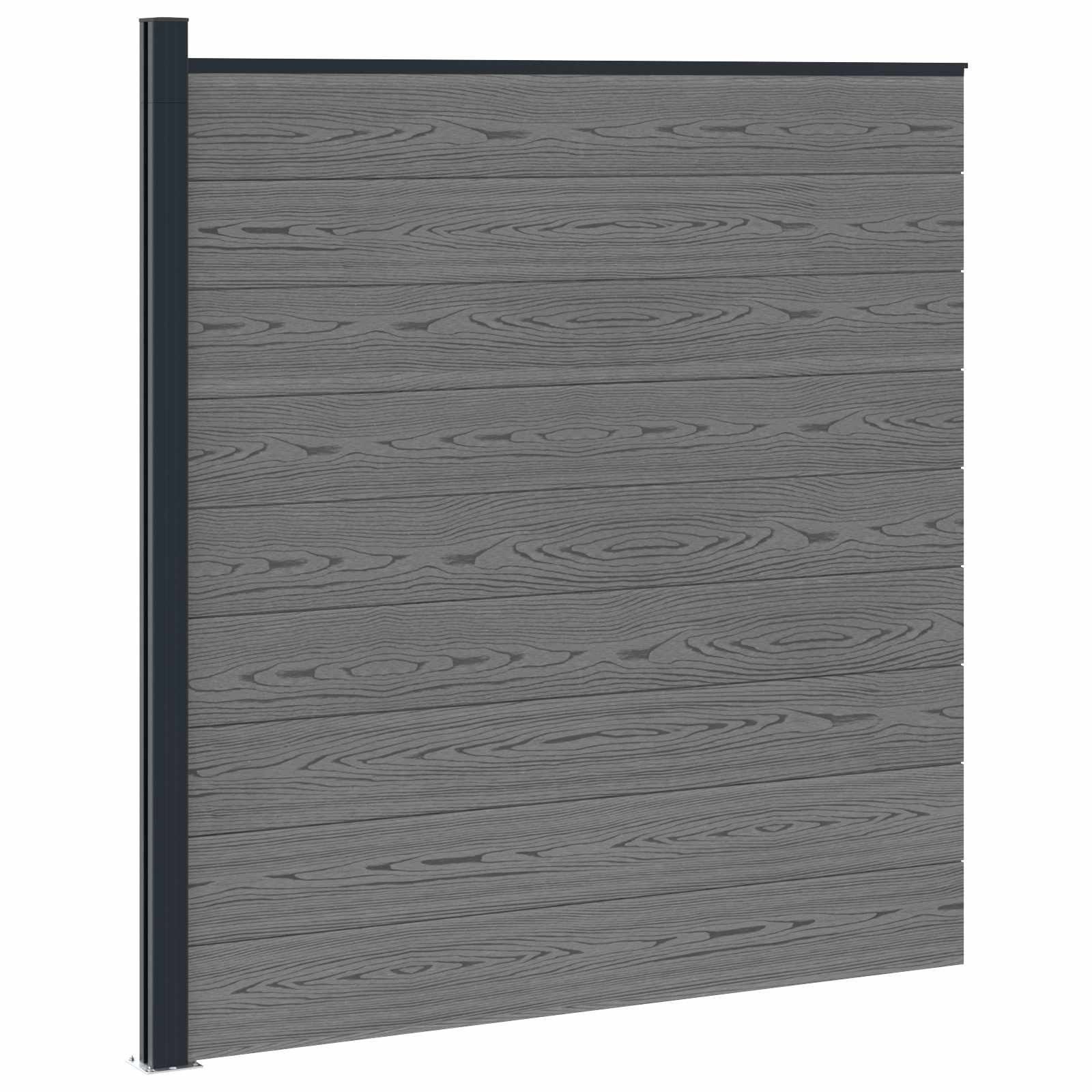 Maison Exclusive - Zaunset 175 X 186 Cm Wpc Und Aluminium Grau