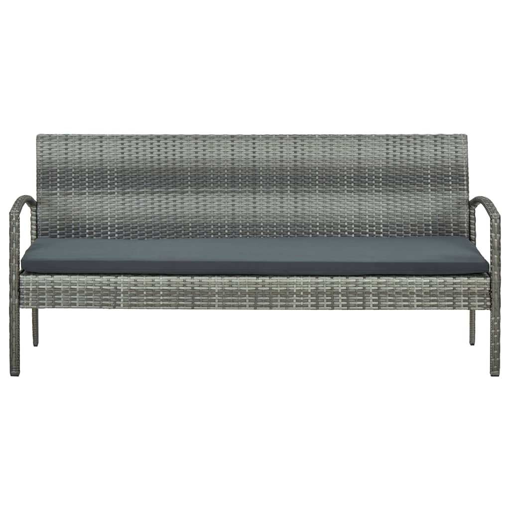 Maison Exclusive - Gartensofa 3-sitzer Mit Kissen Grau Poly Ratta