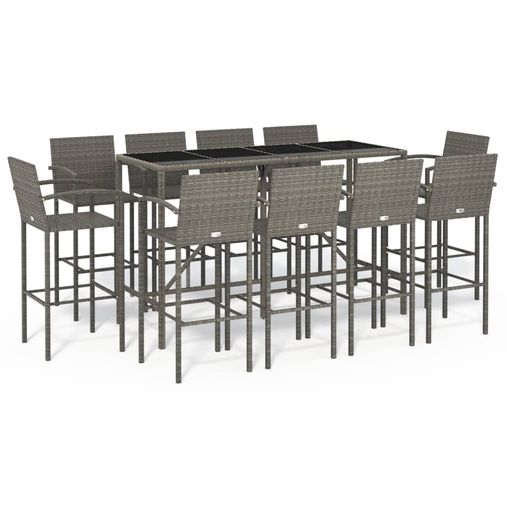 Maison Exclusive - 11-tlg. Gartenbar-set Grau Poly Rattan