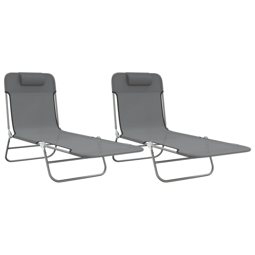 Maison Exclusive - Sonnenliegen Klappbar 2 Stk. Grau Textilene Un