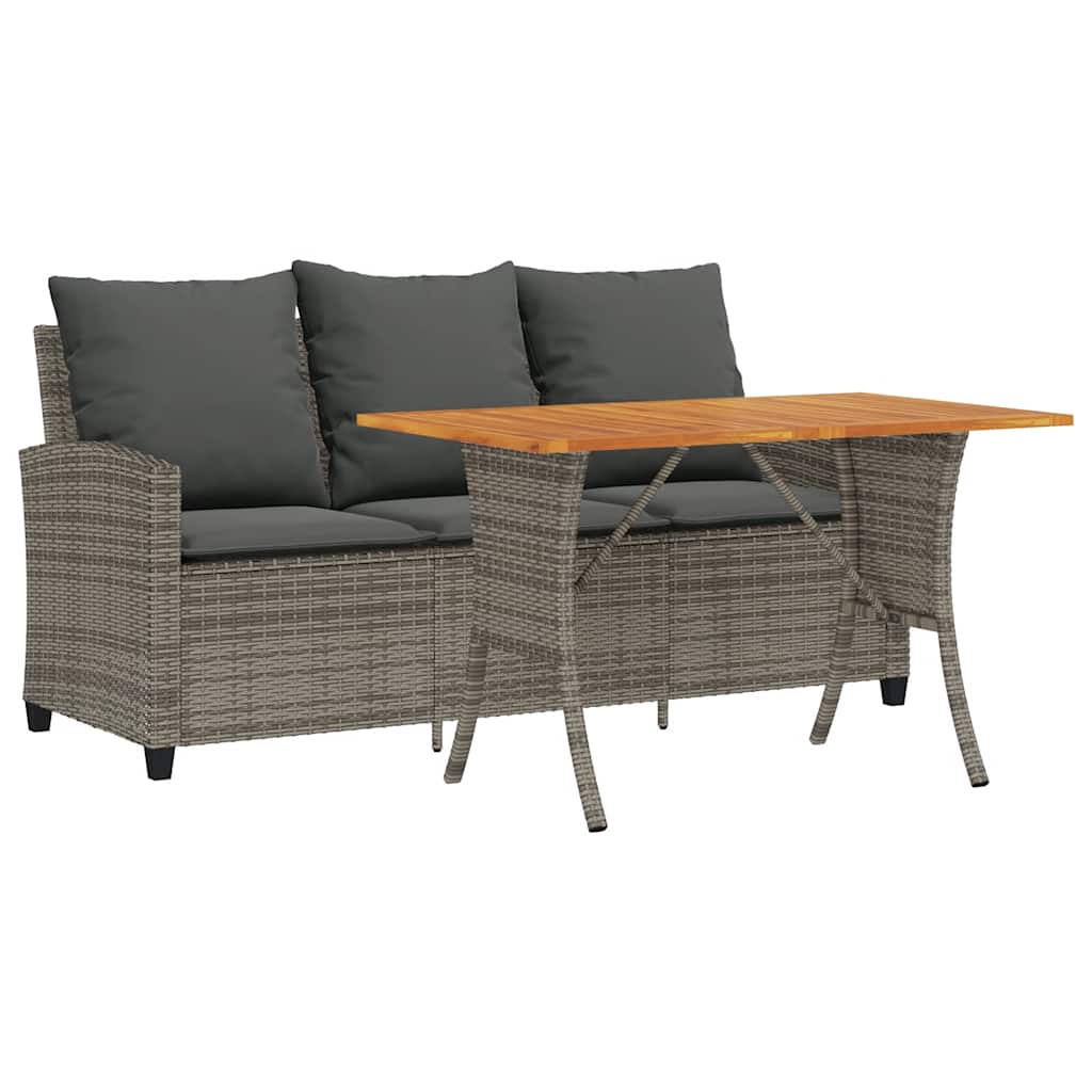 Maison Exclusive - Gartensofa 3-sitzer Mit Kissen & Tisch Grau Po