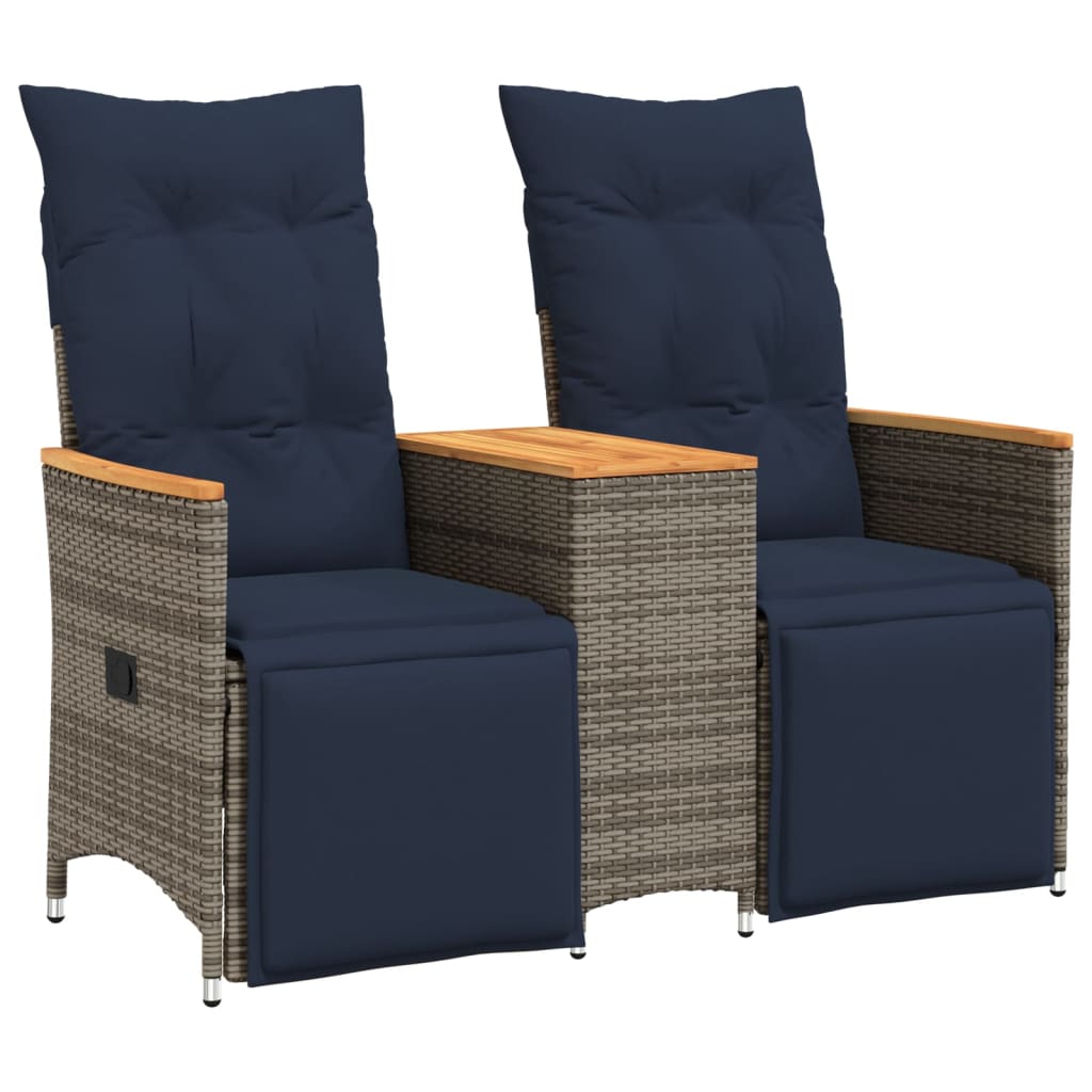 Maison Exclusive - Gartensofa Verstellbar 2-sitzer Mit Tisch Grau