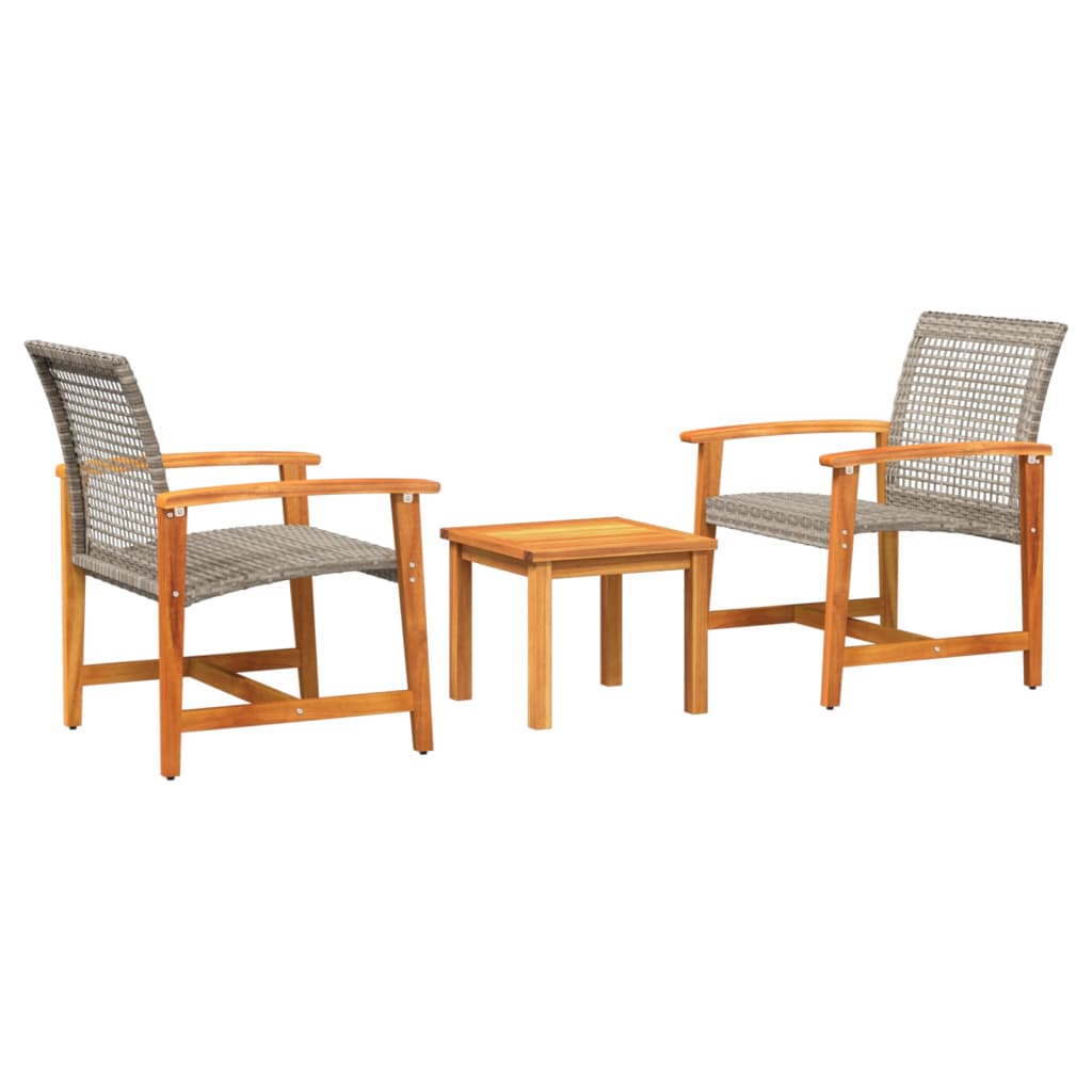 Maison Exclusive - 3-tlg. Bistro-set Grau Poly Rattan Und Akazien