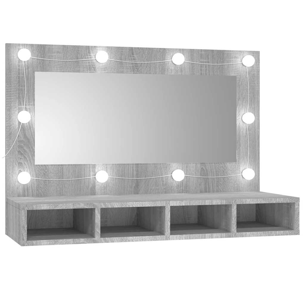 Maison Exclusive - Spiegelschrank Mit Led Grau Sonoma 90x31,5x62