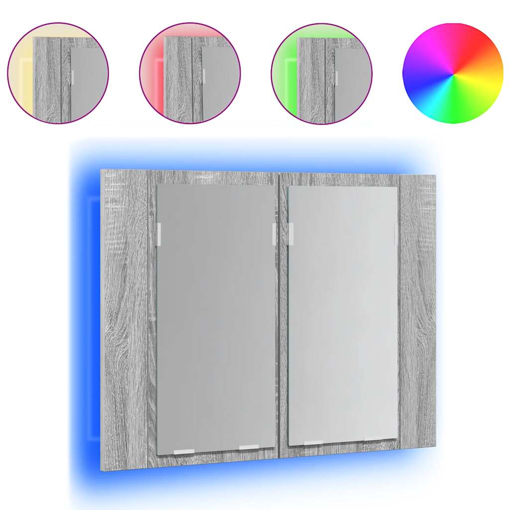 Maison Exclusive - Led-spiegelschrank Grau Sonoma 60x12x45 Cm Hol