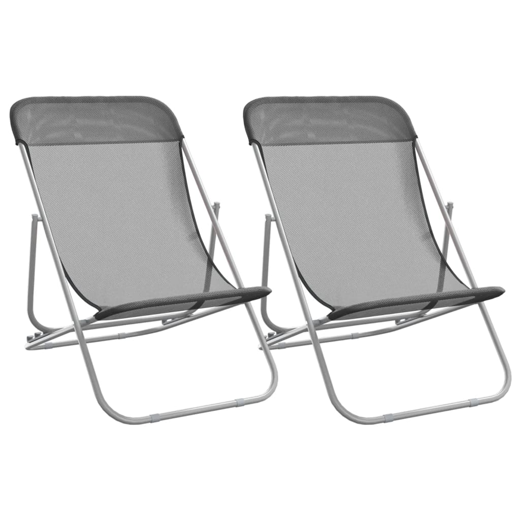 Maison Exclusive - Strandstühle 2 Stk. Grau Textilene & Pulverbes