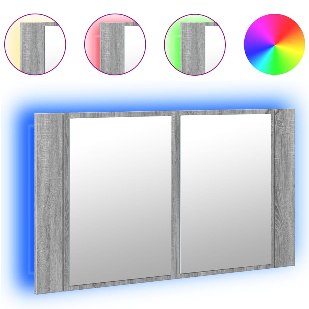 Maison Exclusive - Led-spiegelschrank Grau Sonoma 80x12x45 Cm Acr