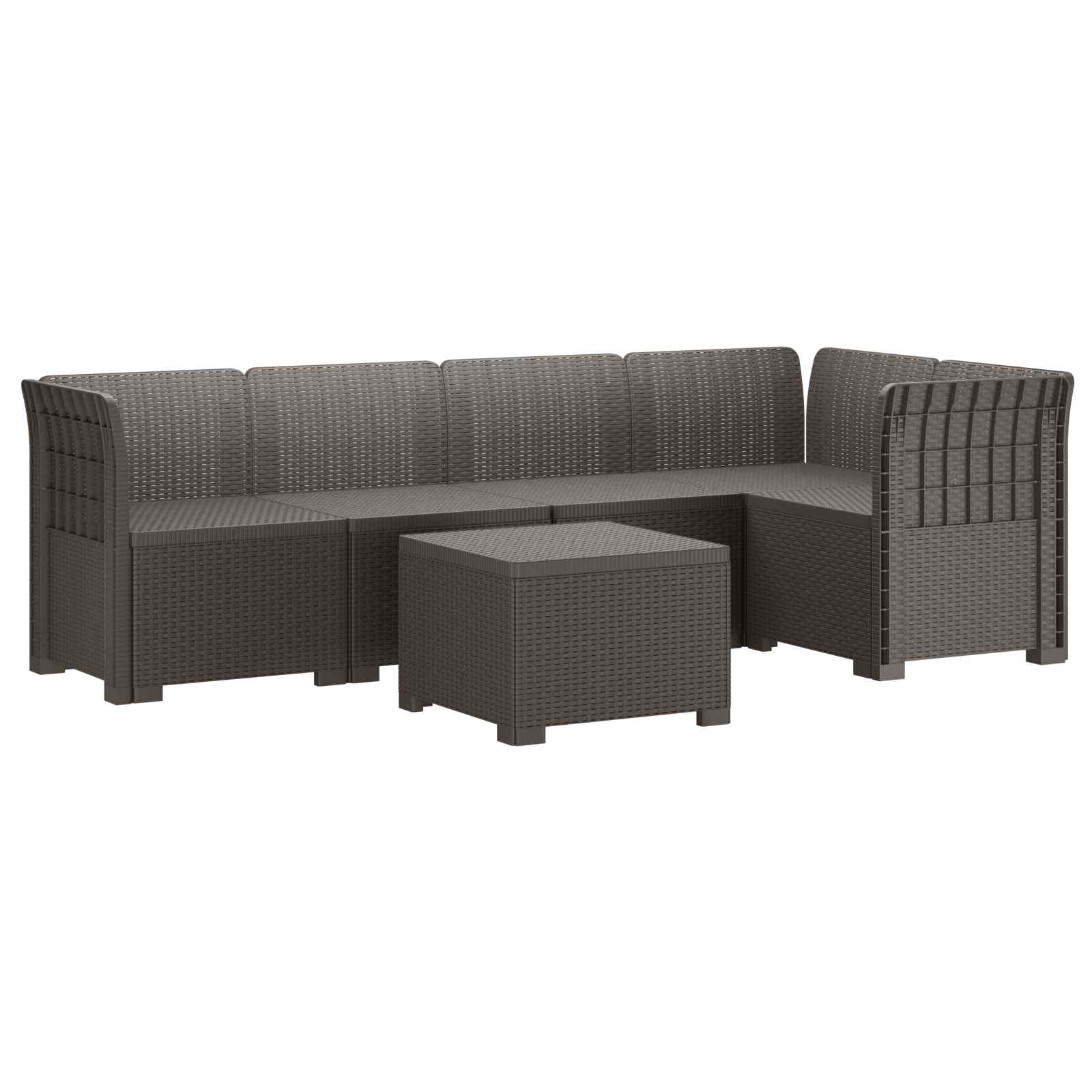 Maison Exclusive - 5-sitzer Gartensofa Rattan-look Pp Hellgrau