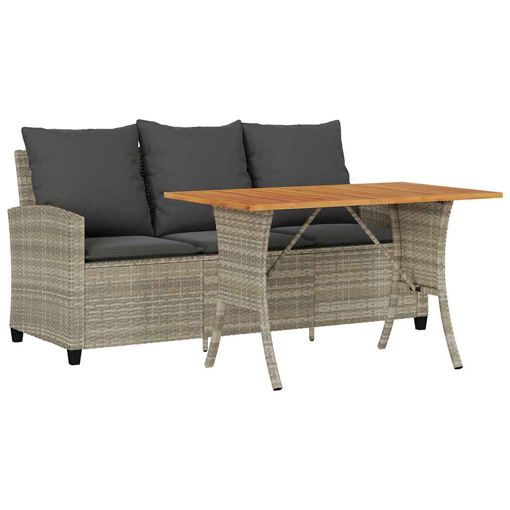 Maison Exclusive - Gartensofa 3-sitzer Mit Kissen & Tisch Hellgra