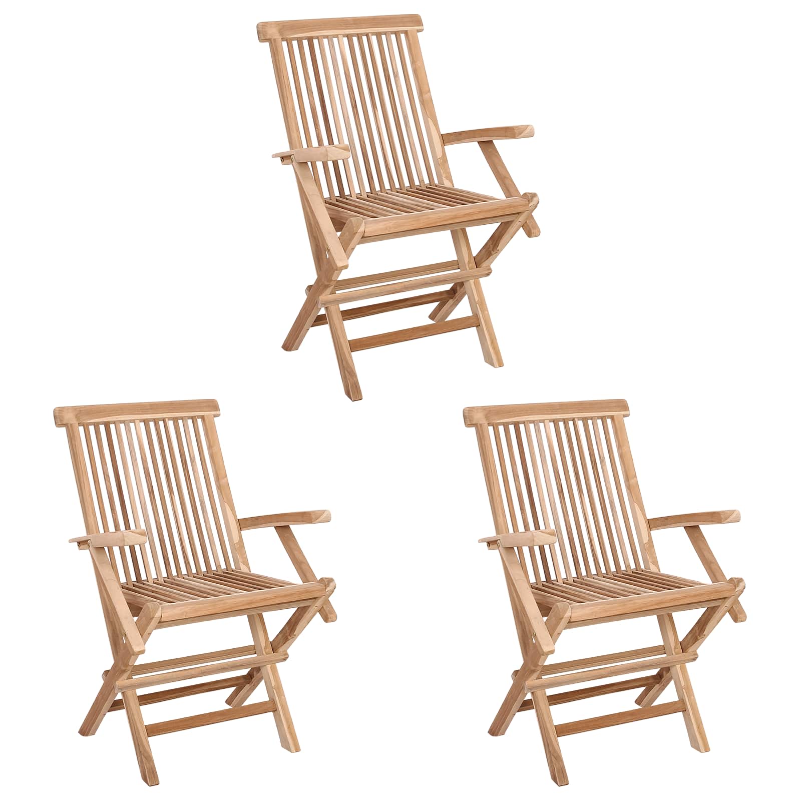 Maison Exclusive - Klappbarer Gartenstuhl 3 Stk. Natur Massivholz
