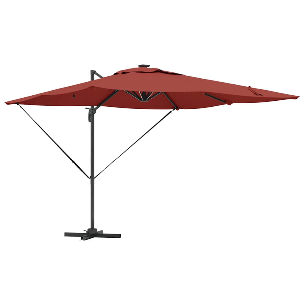 Maison Exclusive - Sonnenschirm Mit Led-lichtleisten Terrakotta 2
