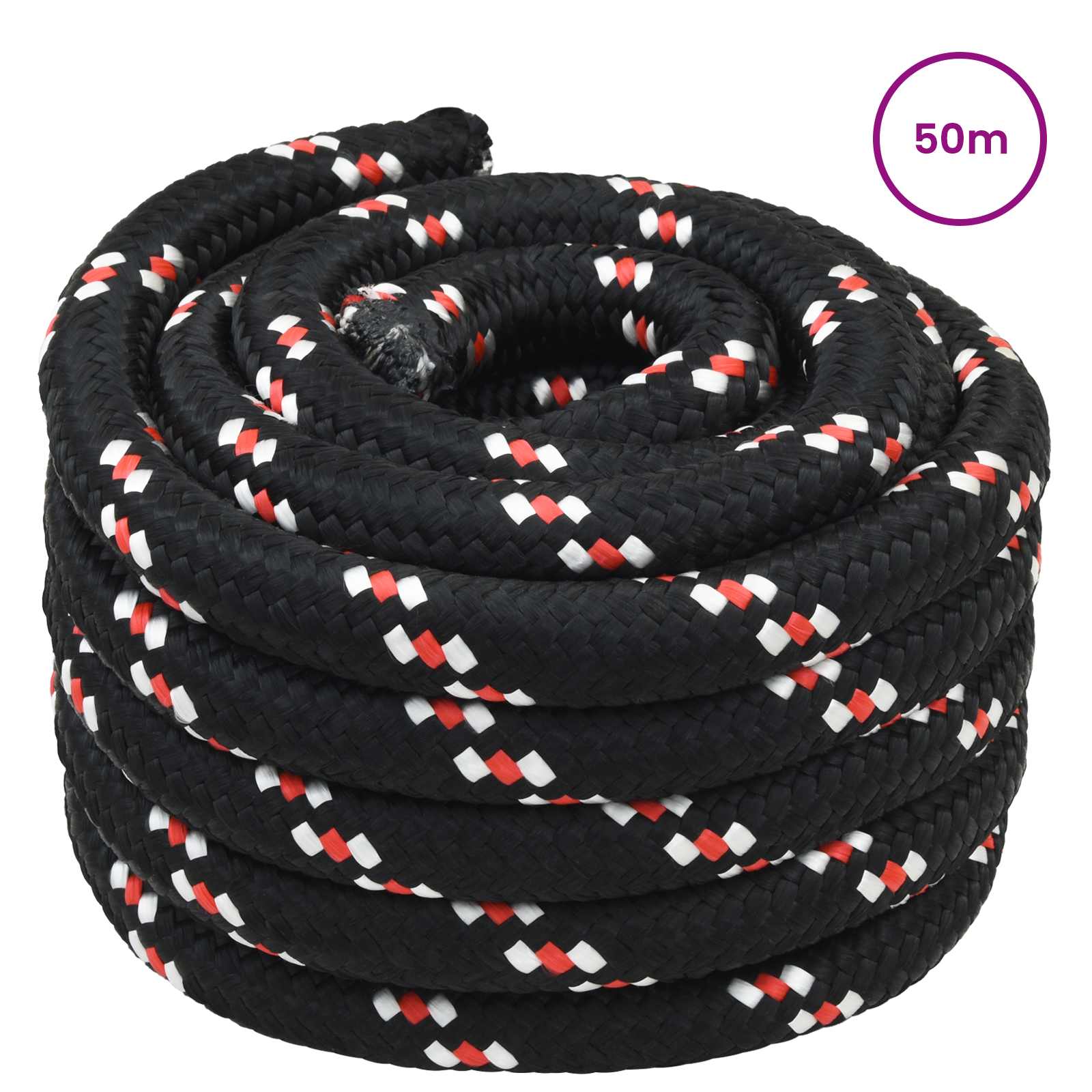 Maison Exclusive - Bootsseil 3 Mm 50 M Schwarz Und Rot Pp