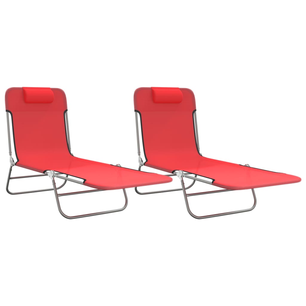 Maison Exclusive - Sonnenliegen Klappbar 2 Stk. Rot Textilene Und