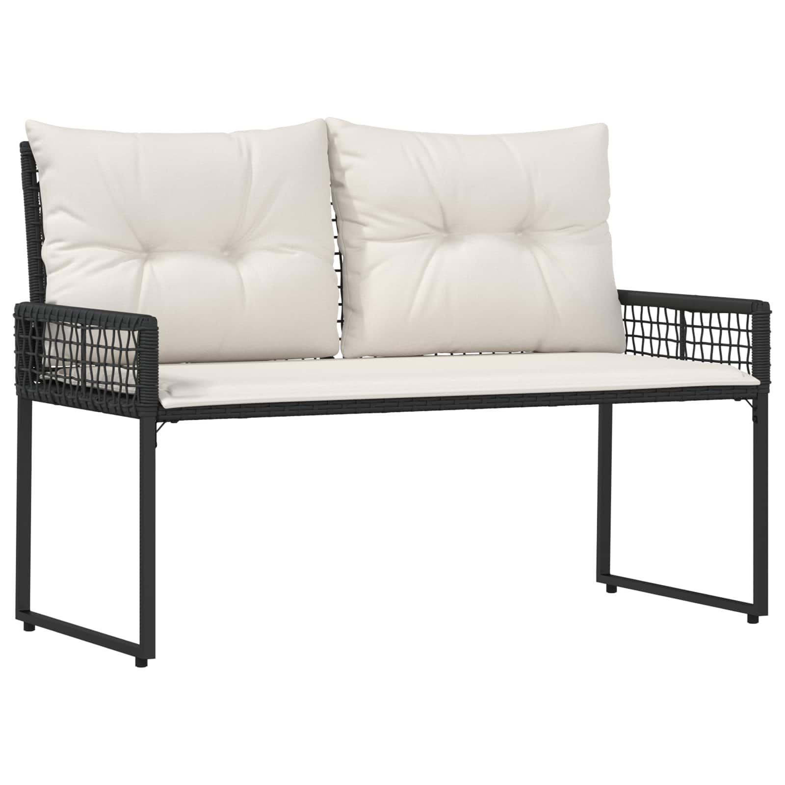 Maison Exclusive - Bank Outdoor Mit Kissen Schwarz Und Cremeweiß