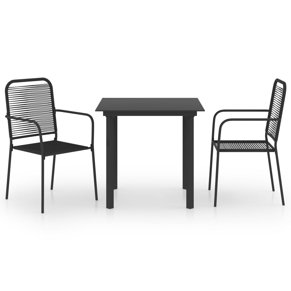 Maison Exclusive - 3-tlg. Garten-essgruppe Schwarz Glas Und Stahl