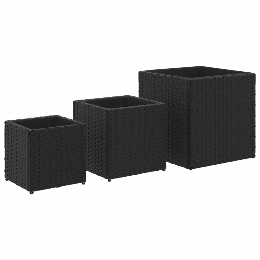 Maison Exclusive - Pflanzkübel 3 Stk. Schwarz Poly Rattan
