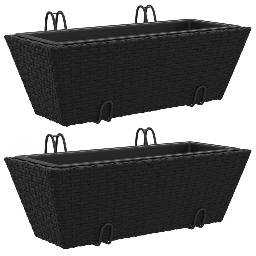 Maison Exclusive - Pflanzkasten Mit Haken 2 Stk. Schwarz Poly Rat
