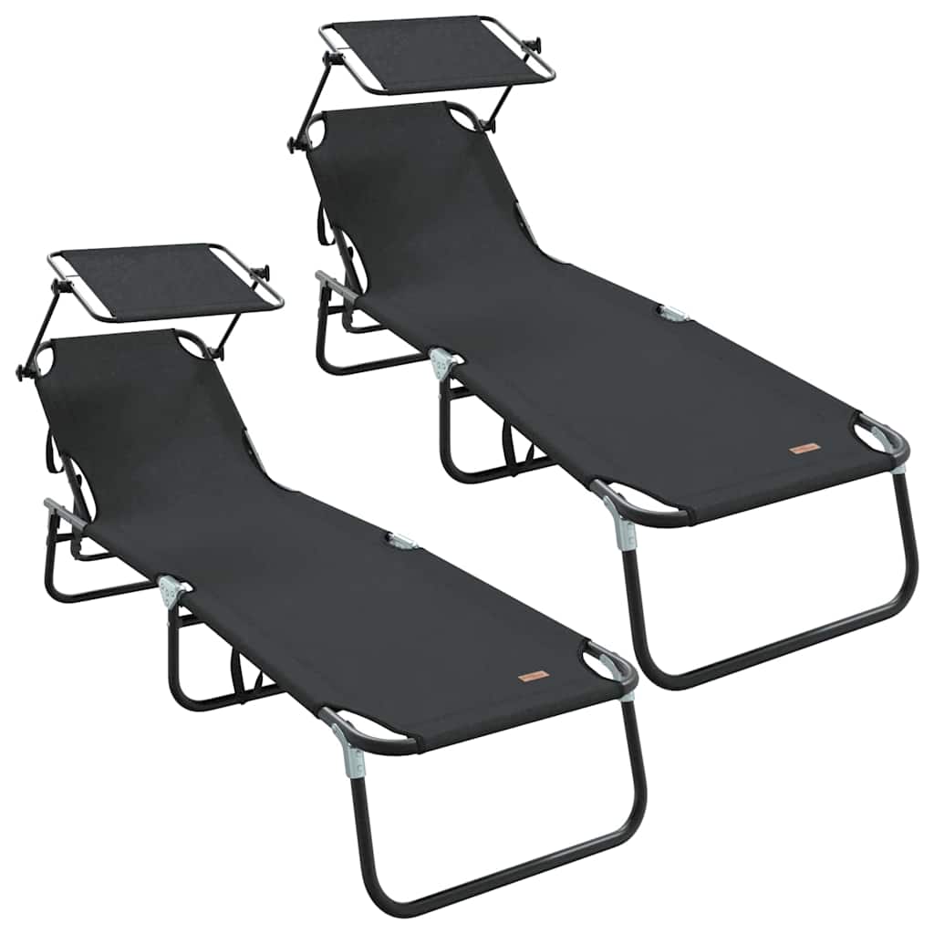 Maison Exclusive - Klappbare Sonnenliege 2 Stk. Oxford Schwarz