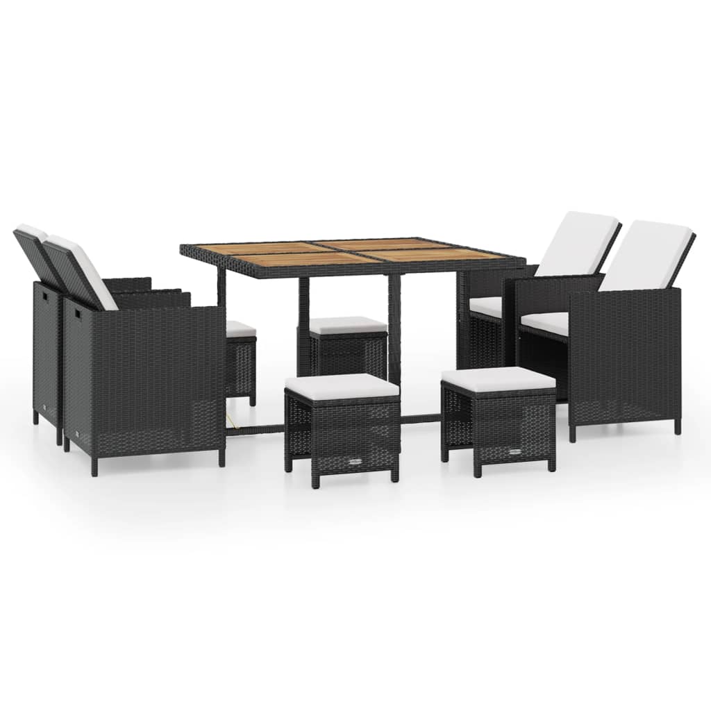Maison Exclusive - 9-tlg. Garten-essgruppe Poly Rattan Akazienhol