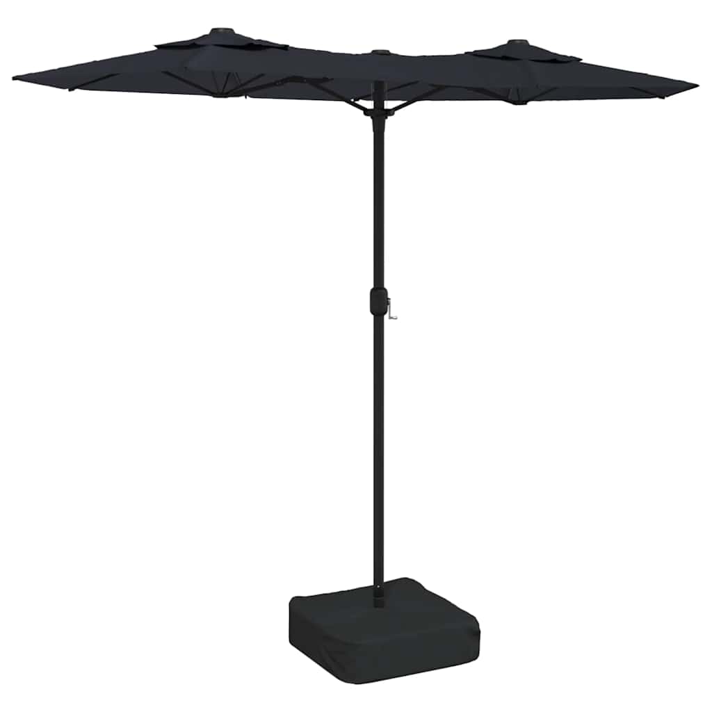 Maison Exclusive - Doppel-sonnenschirm Mit Led-leuchten Schwarz 3