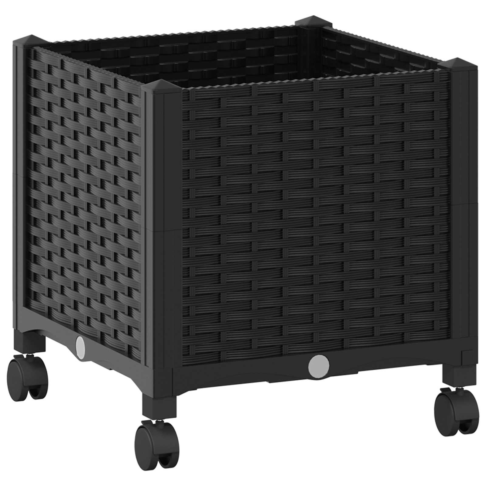 Maison Exclusive - Gartenpflanzer Mit Rädern Schwarz 40 X 40 X 44