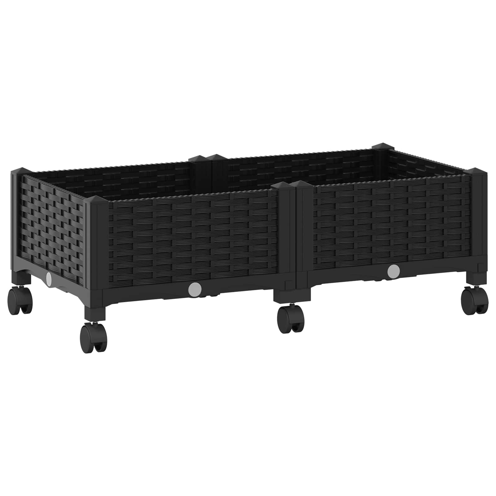 Maison Exclusive - Gartenpflanzer Mit Rädern Schwarz 80 X 40 X 29