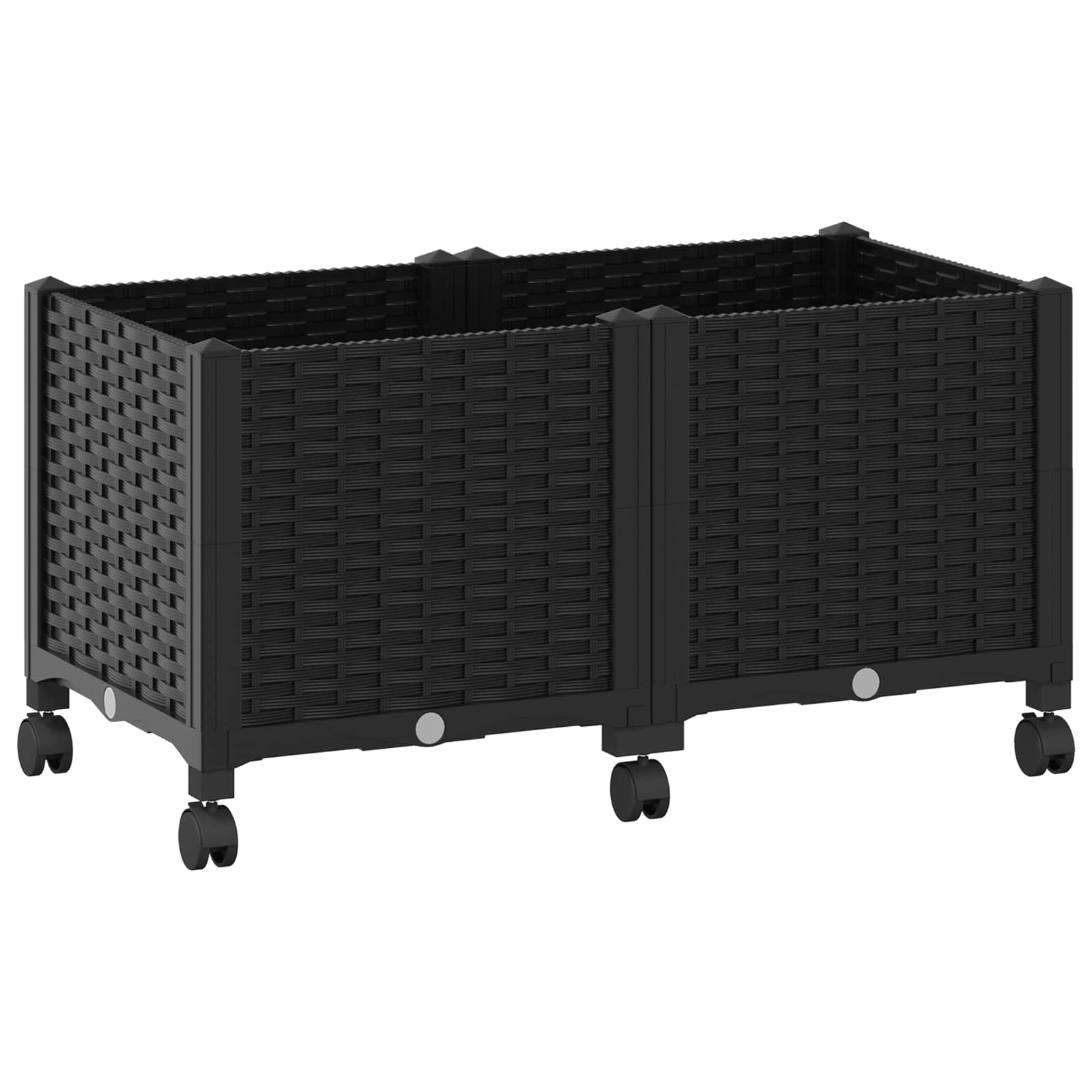 Maison Exclusive - Gartenpflanzer Mit Rädern Schwarz 80 X 40 X 44