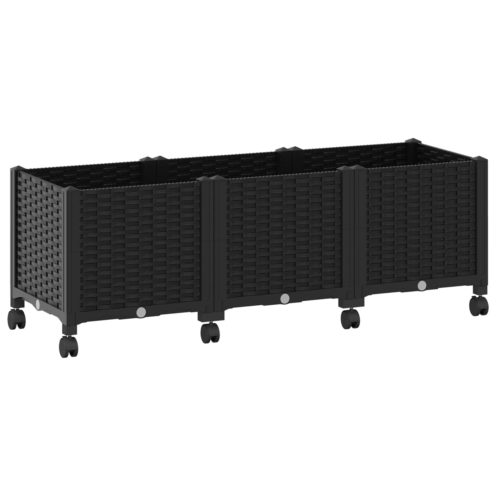 Maison Exclusive - Gartenpflanzer Mit Rädern Schwarz 120 X 40 X 4