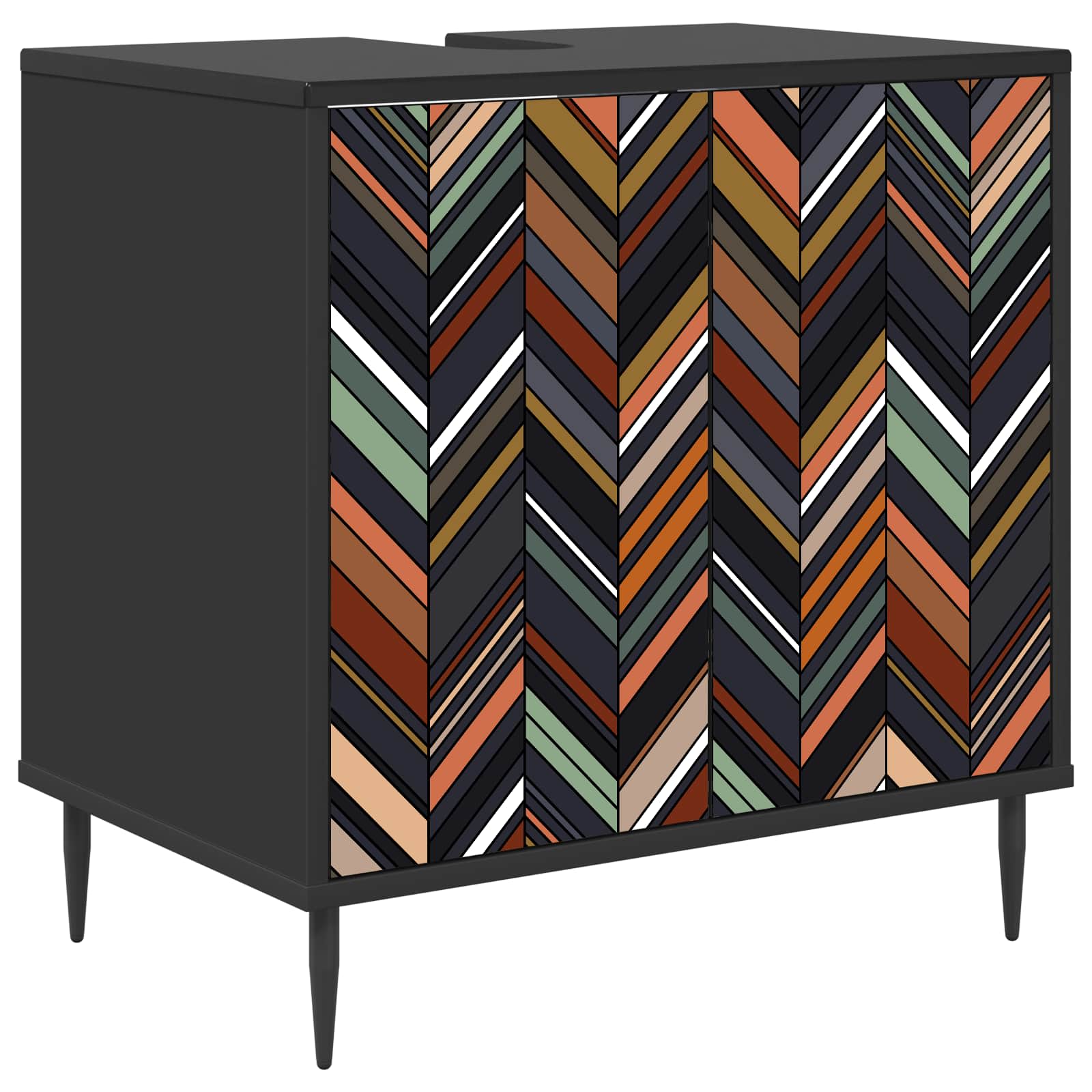Maison Exclusive - Badezimmerschrank Ommen Schwarz Eichen-optik 6