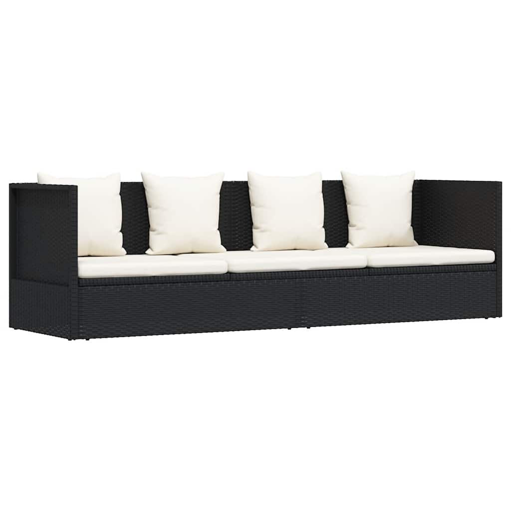Maison Exclusive - Garten-sofabett Mit Kissen Poly Rattan Schwarz