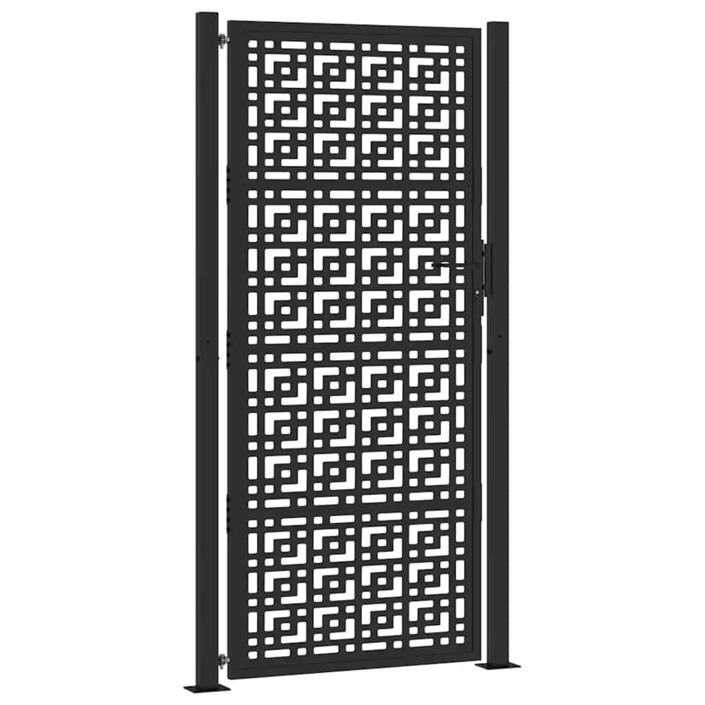 Maison Exclusive - Gartentor Schwarz 100x200 Cm Stahl Kreuz-desig
