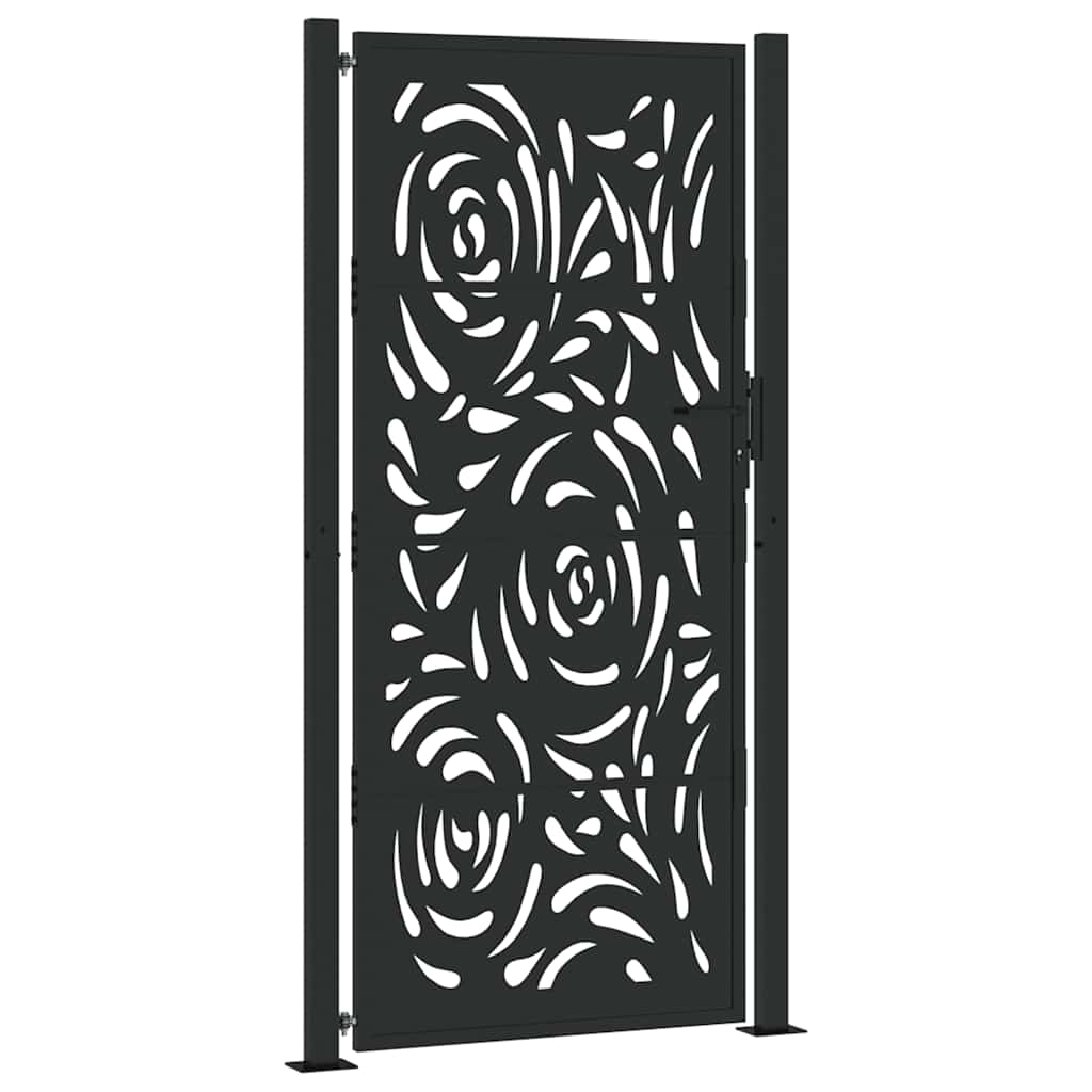 Maison Exclusive - Gartentor Schwarz 100x200 Cm Stahl Flammendesi