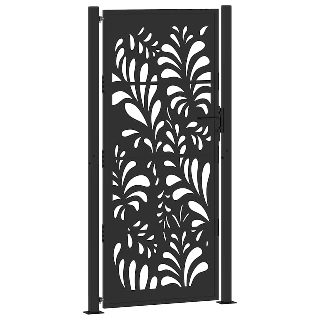 Maison Exclusive - Gartentor Schwarz 100x200 Cm Stahl Wellendesig