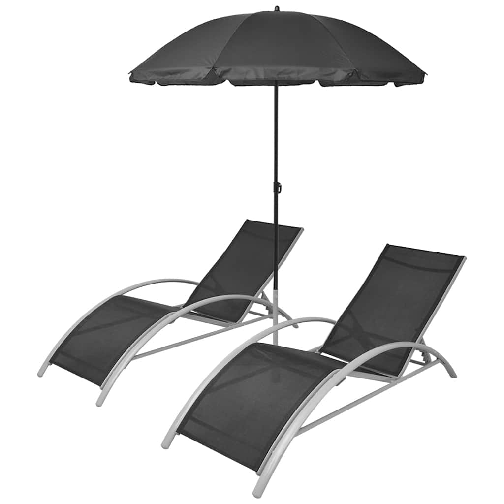 Maison Exclusive - Sonnenliegen Mit Schirm Aluminium Schwarz
