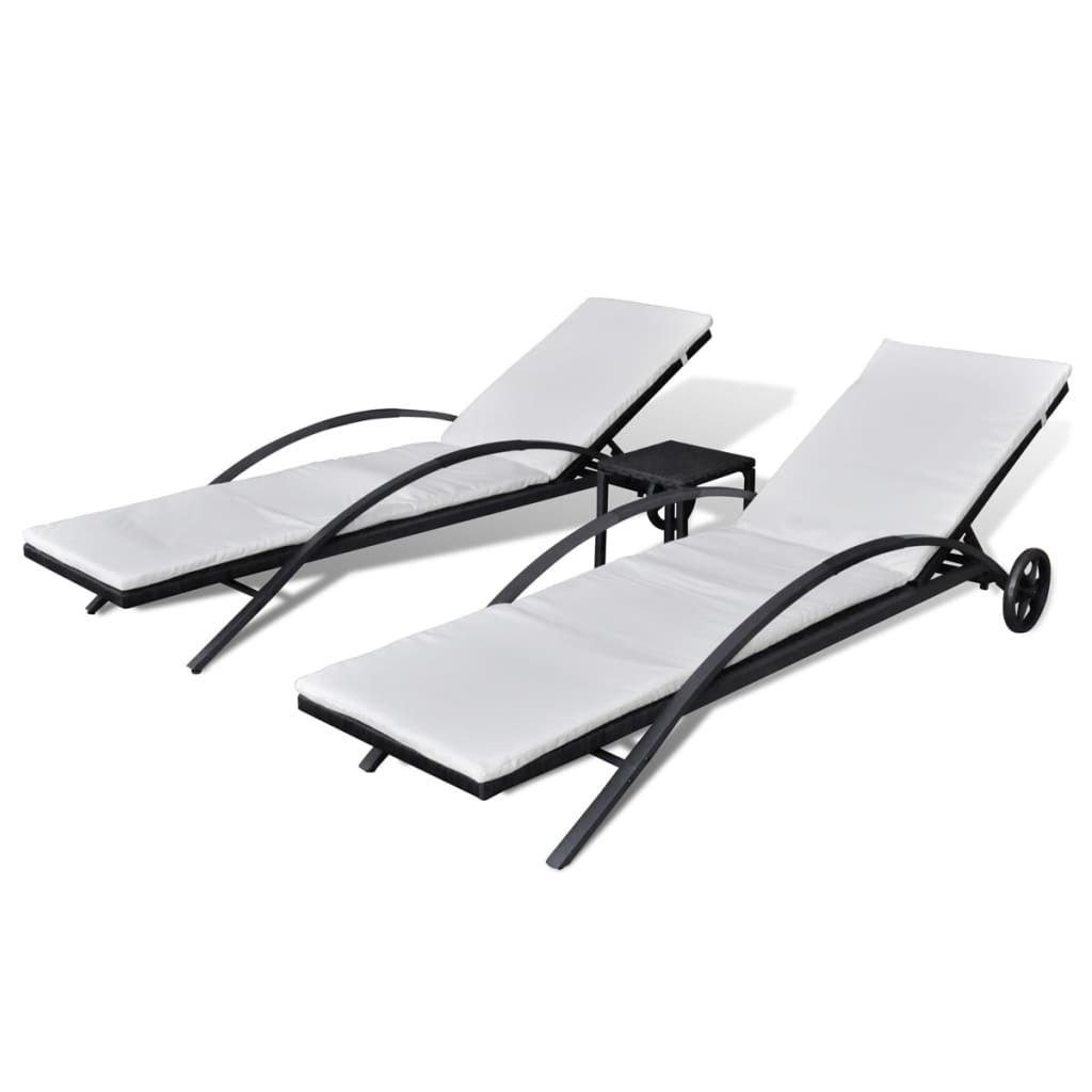 Maison Exclusive - Sonnenliegen Mit Tisch Poly Rattan Schwarz