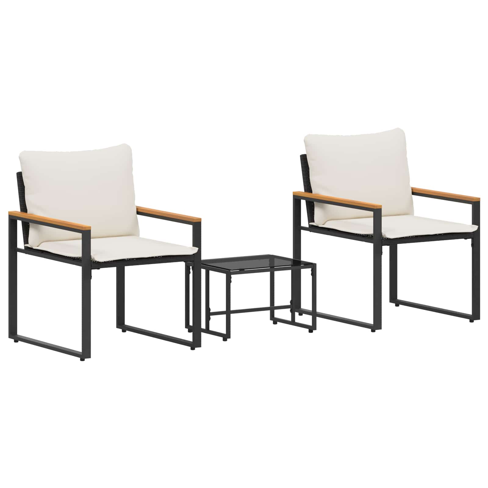 Maison Exclusive - Möbelsets 3 Stk. Schwarz Und Cremeweiß Rattan