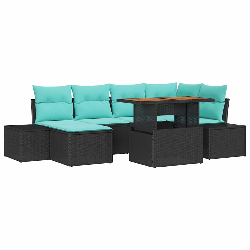 Maison Exclusive - Garten Essgruppe 7 Stk. Schwarz Und Teal