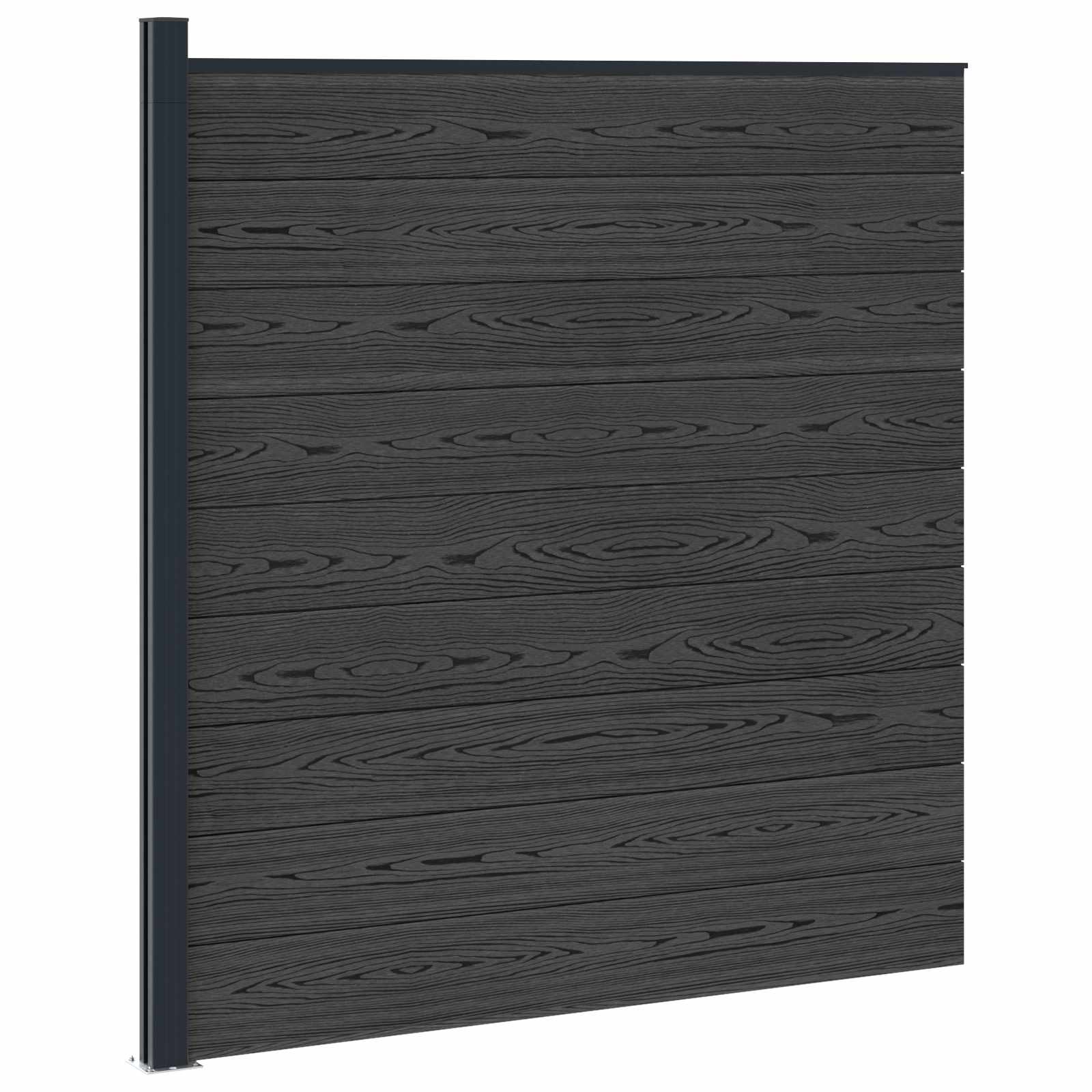 Maison Exclusive - Zaunset 175 X 186 Cm Wpc Und Aluminium Schwarz