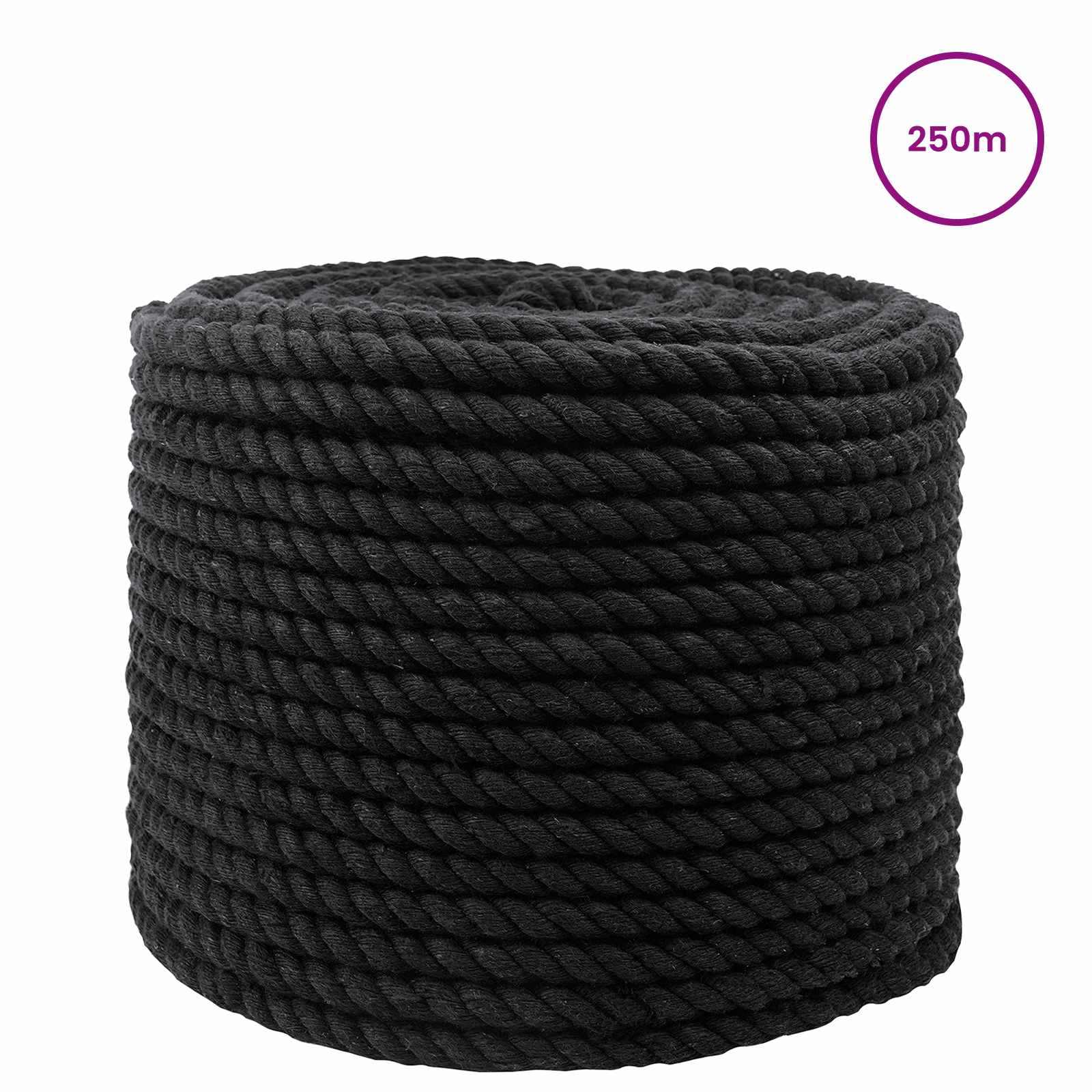 Maison Exclusive - Baumwollseil 14 Mm 250 M Schwarz 100% Baumwoll
