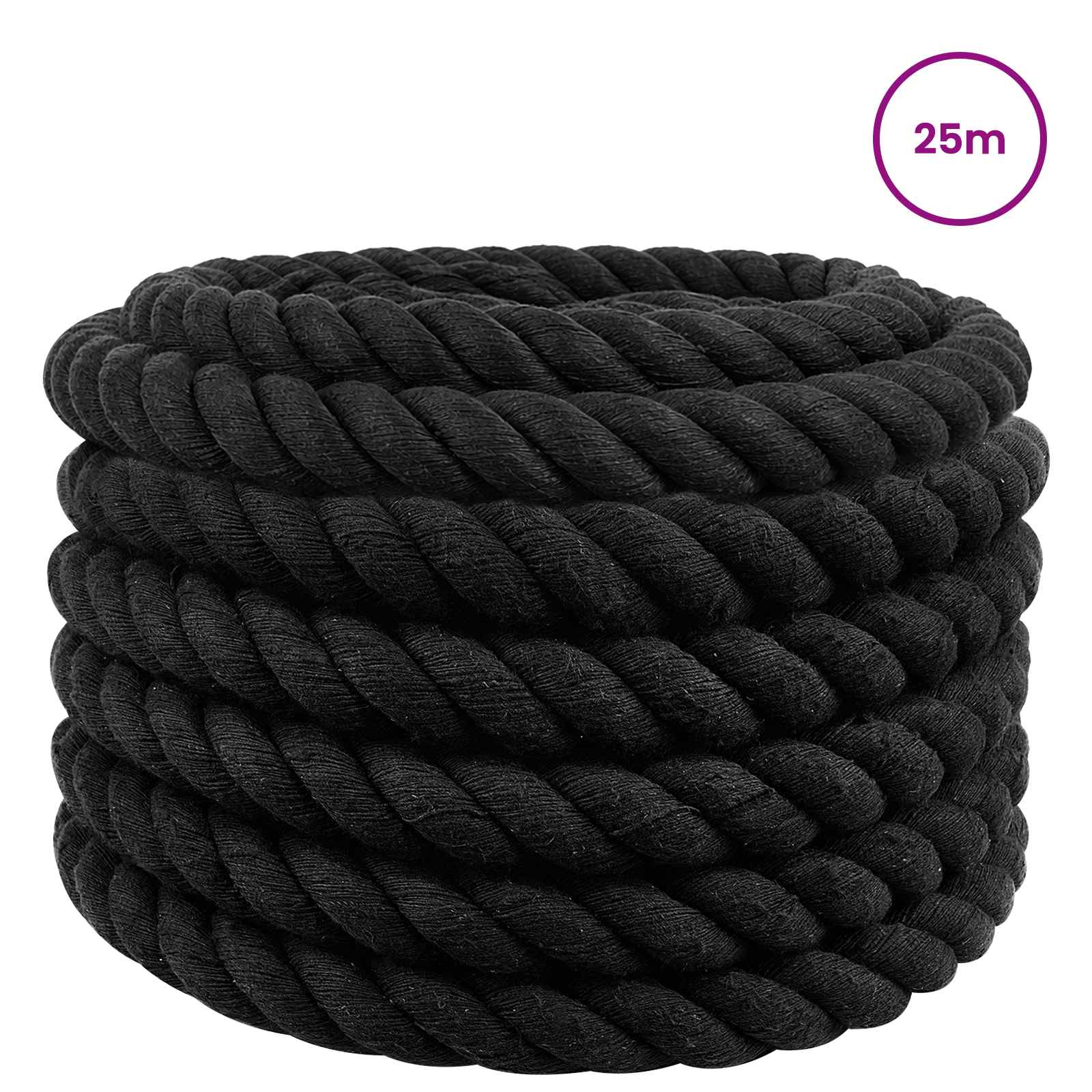 Maison Exclusive - Baumwollseil 30 Mm 25 M Schwarz 100% Baumwolle