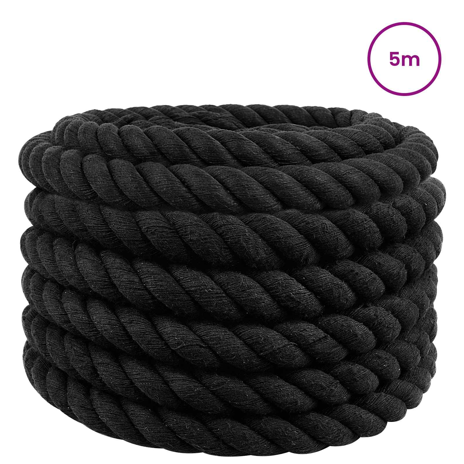 Maison Exclusive - Baumwollseil 40 Mm 5 M Schwarz 100% Baumwolle