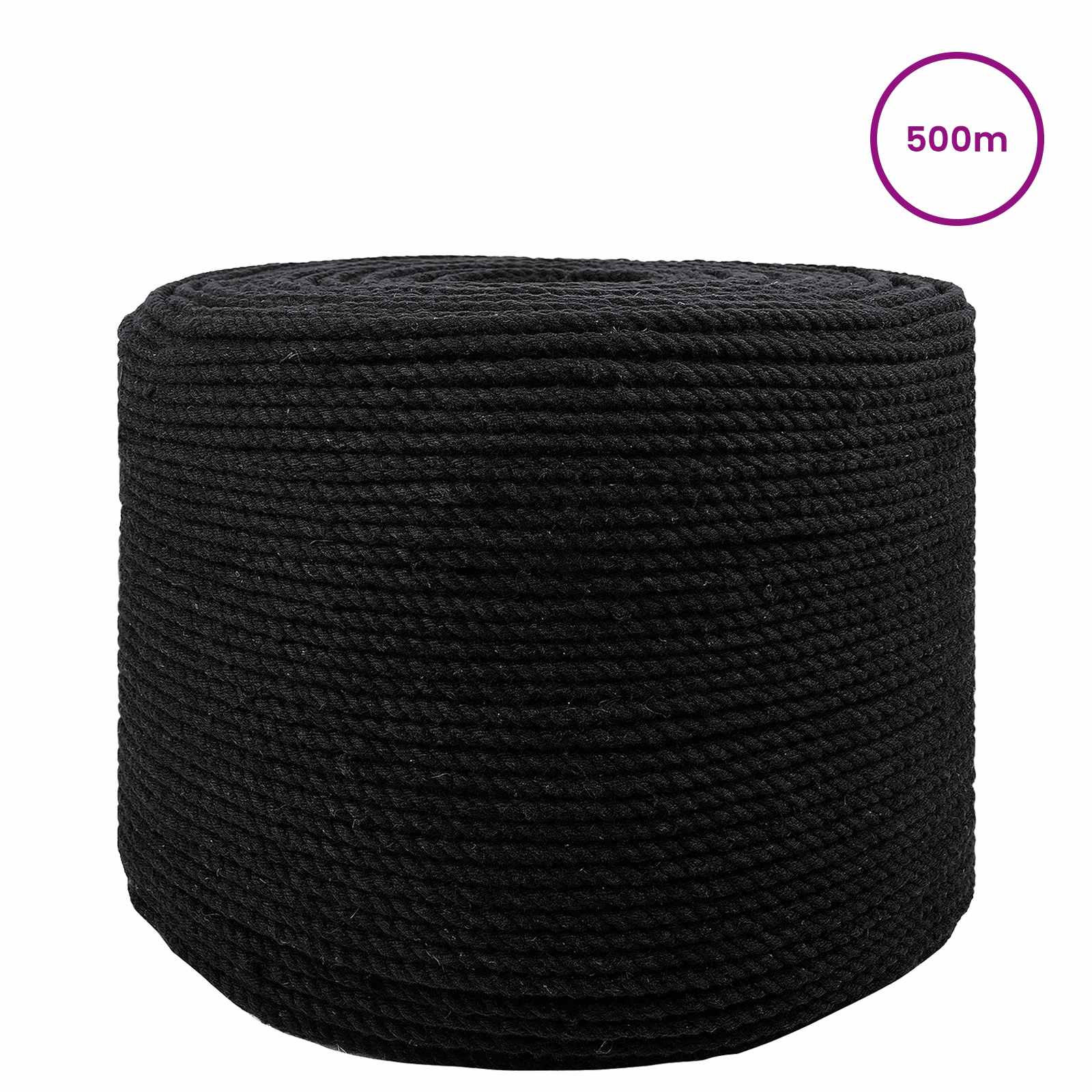 Maison Exclusive - Baumwollzwirn 4 Mm 500 M Schwarz 100% Baumwoll