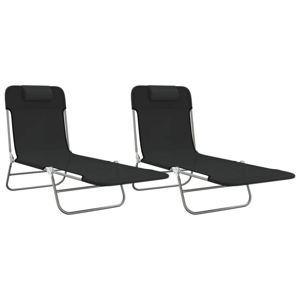 Maison Exclusive - Sonnenliegen Klappbar 2 Stk. Schwarz Textilene