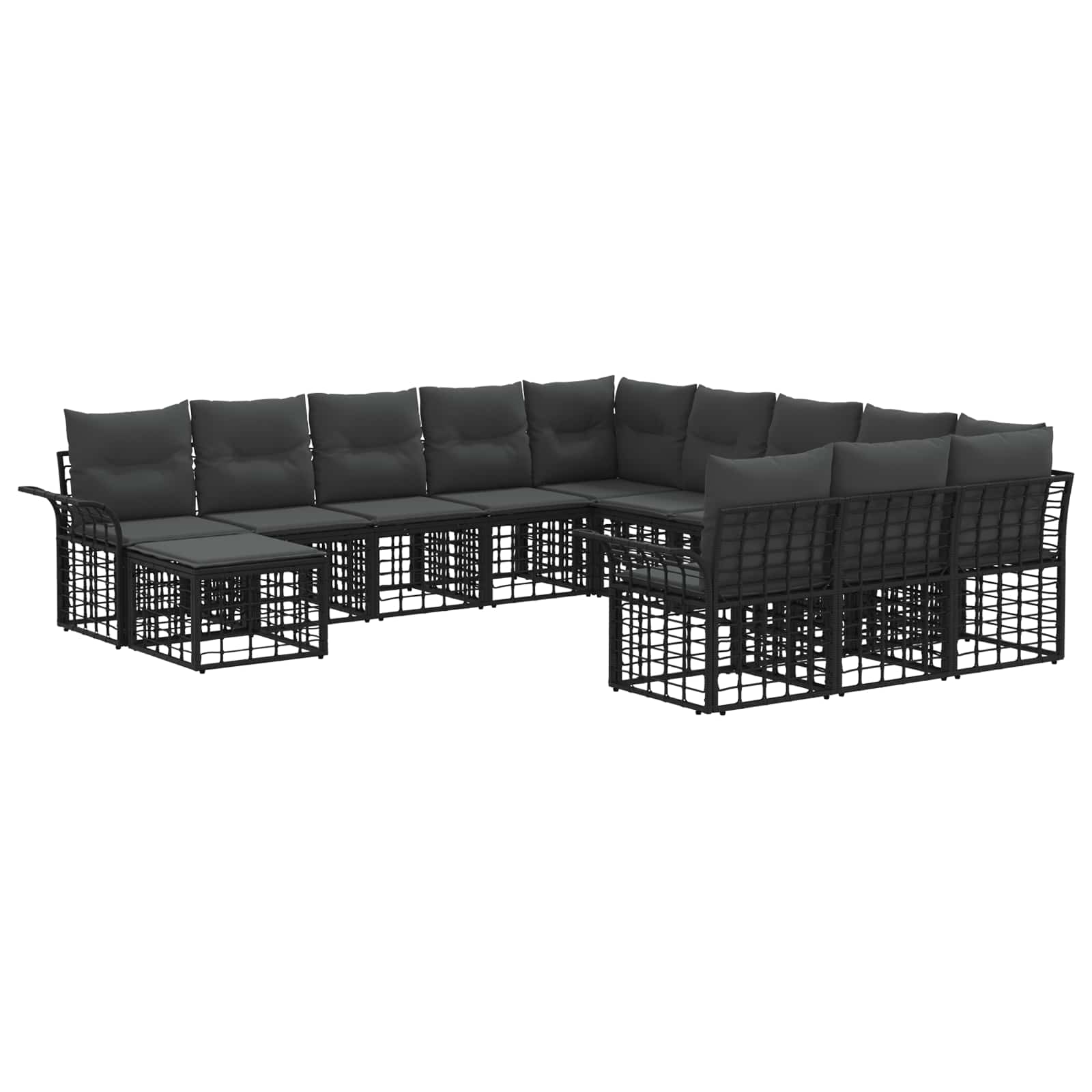 Maison Exclusive - Gartensofa-set 12 Stk. Schwarz Und Dunkelgrau