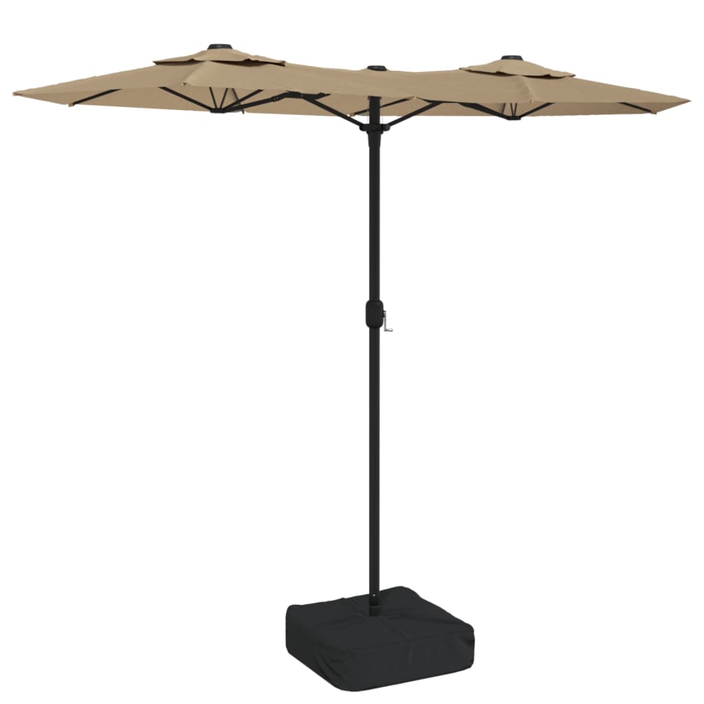 Maison Exclusive - Doppel-sonnenschirm Mit Led-leuchten Taupe 316