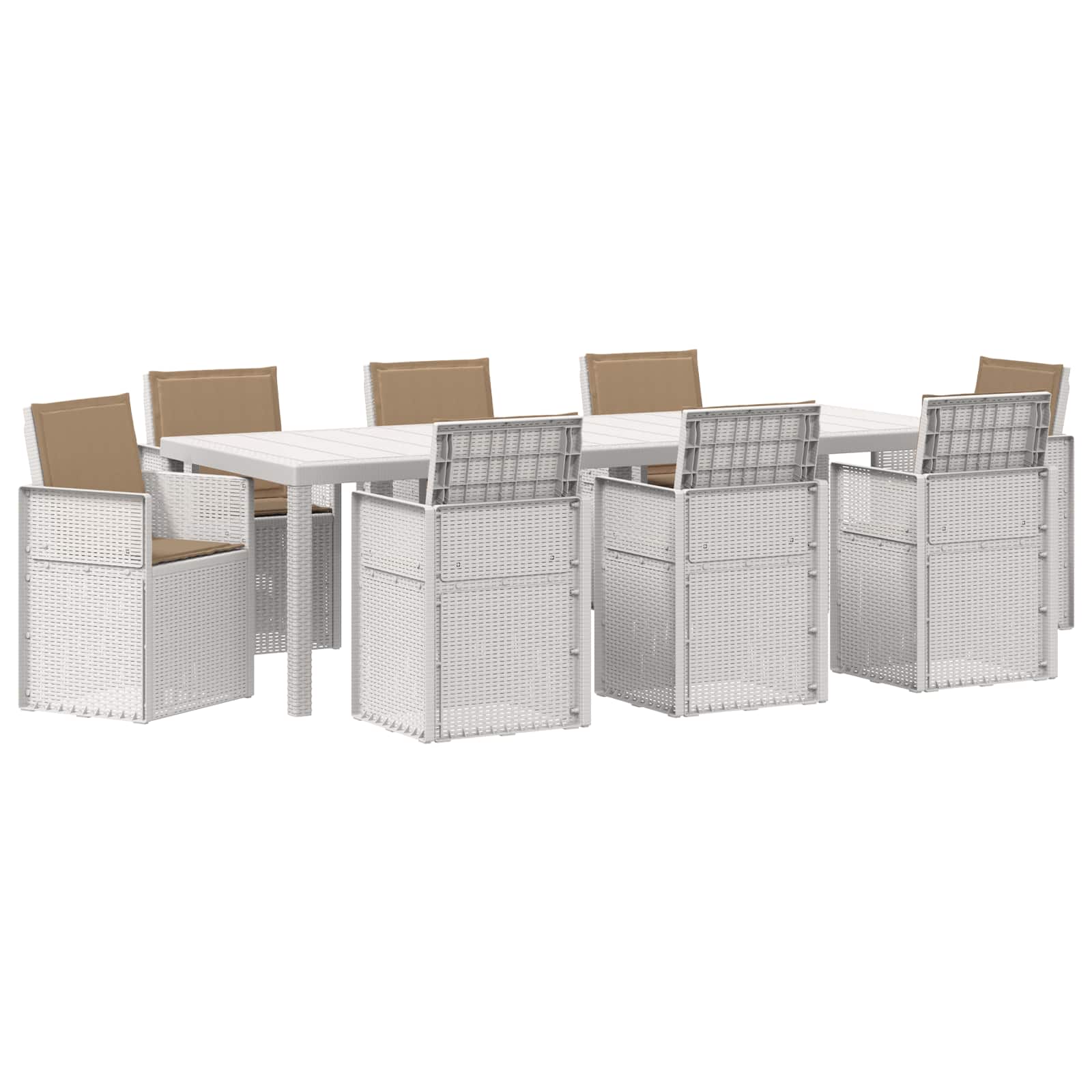 Maison Exclusive - Garten Essgruppe 9 Stk. Weiß Und Taupe Pp