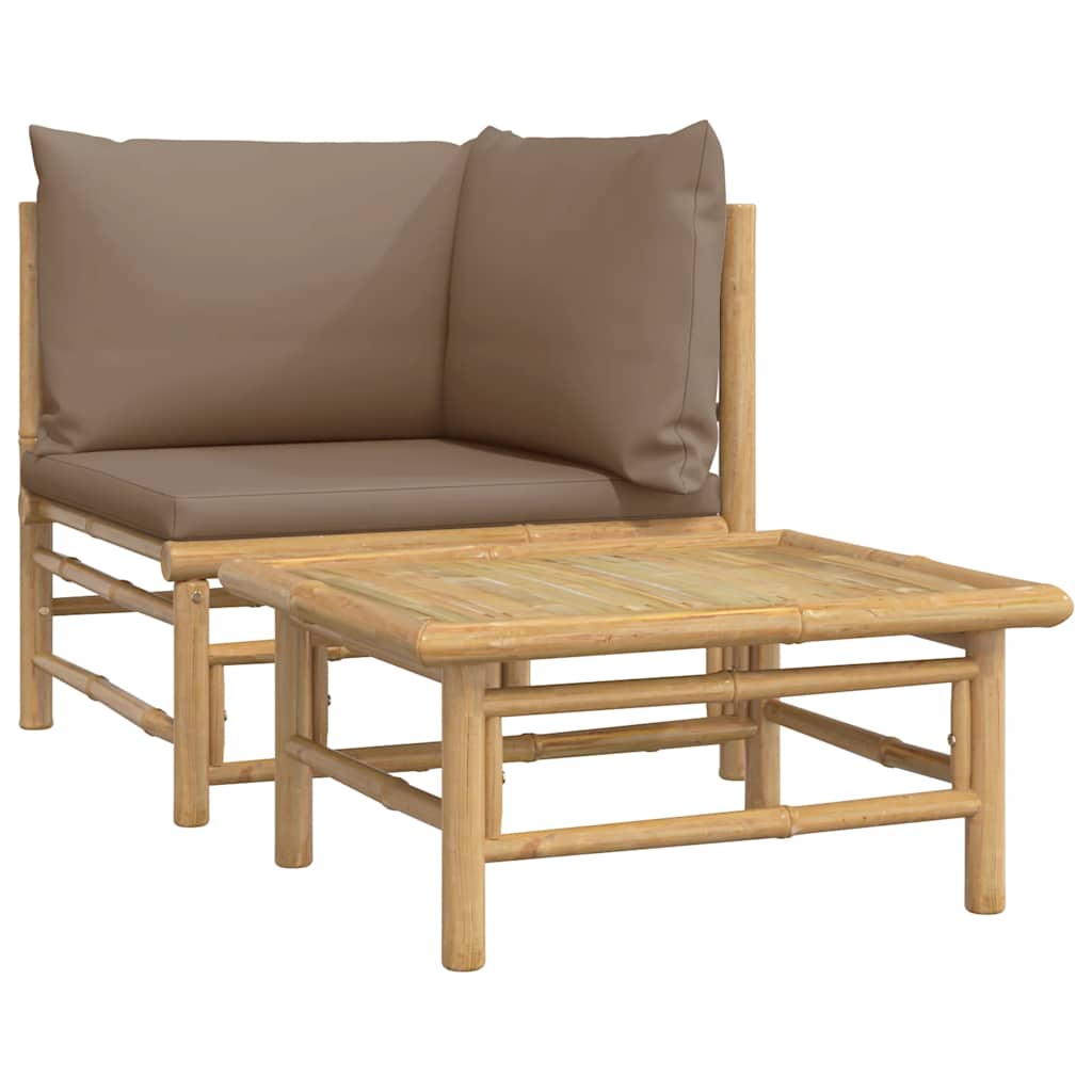 Maison Exclusive - 2-tlg. Garten-lounge-set Mit Taupe Kissen Bamb