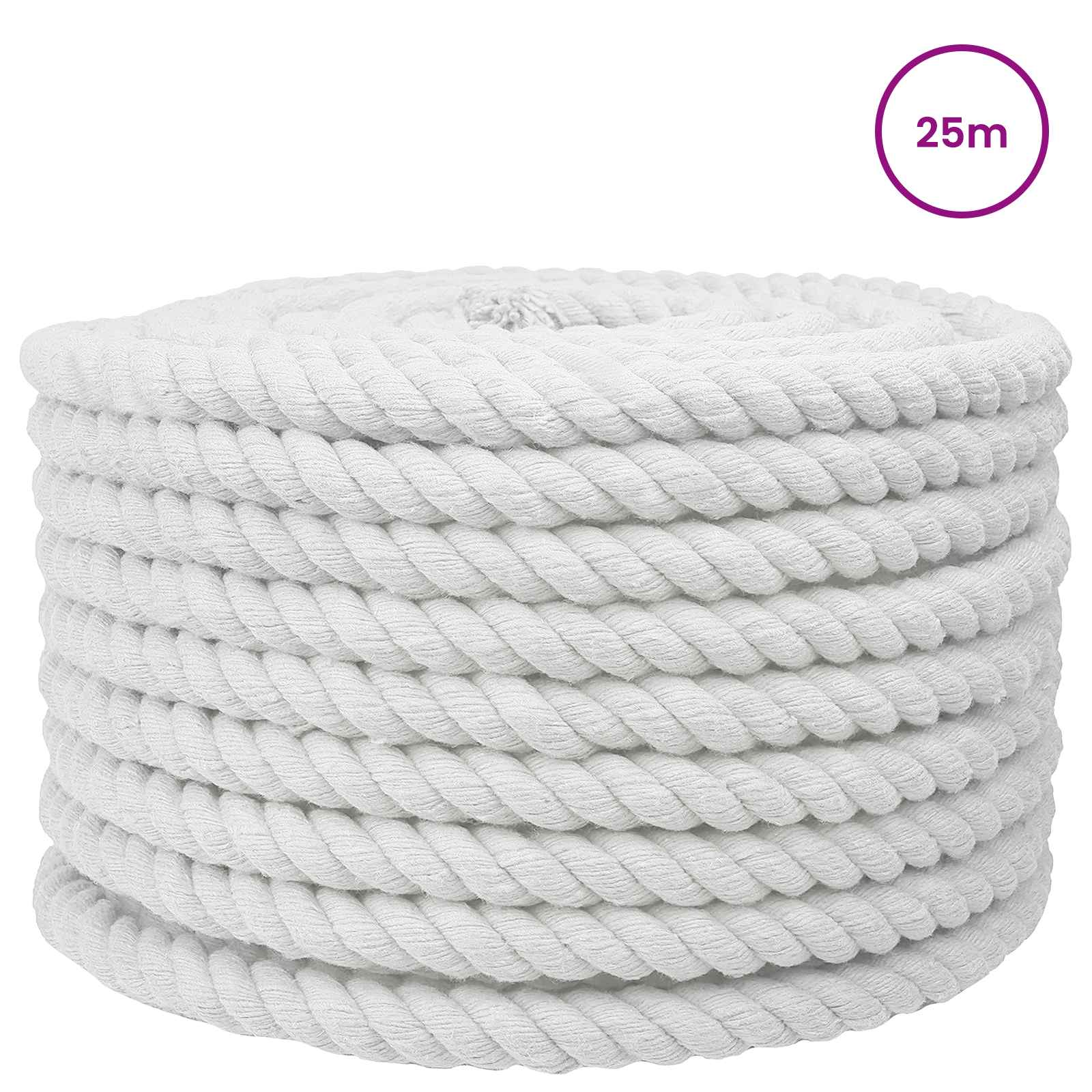 Maison Exclusive - Baumwollseil 16 Mm 25 M Weiß 100% Baumwolle