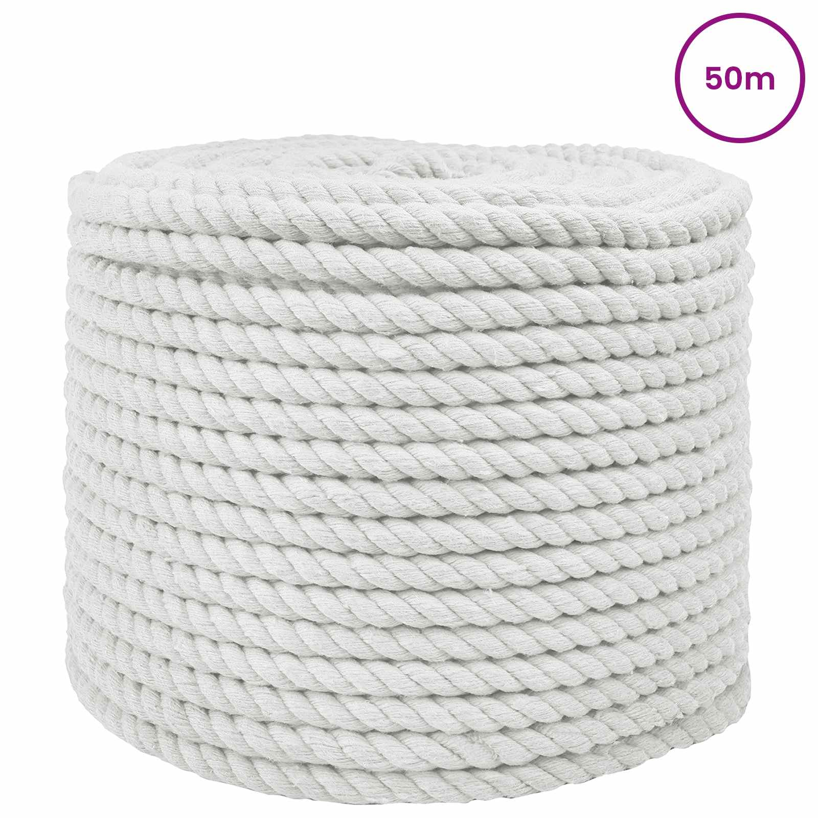 Maison Exclusive - Baumwollseil 10 Mm 50 M Weiß 100% Baumwolle